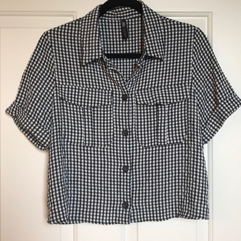 Zara checked button up shirt